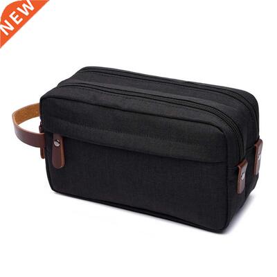 New Casual Cosmetic Bag with Leather Handle Travel Men Wash