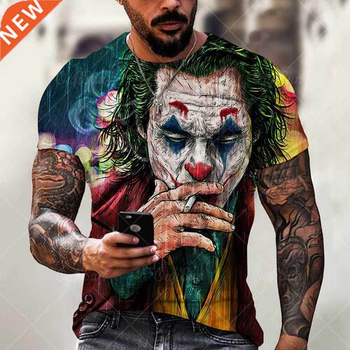 Summer New D Printed Evil Clown Pattern Loose T Shirt For M