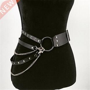 Fashion Women Gothic Punk Waist Belt Chain Metal Circle Ring