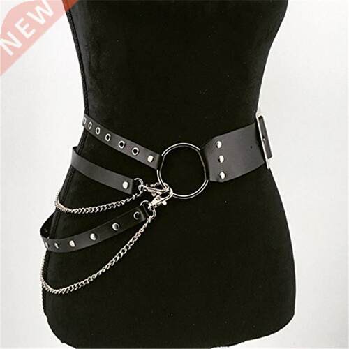 Fashion Women Gothic Punk Waist Belt Chain Metal Circle Ring