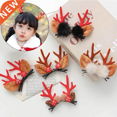 2pcs/set Christmas Hair Clips For Girls Cute Deer Ear Hairpi