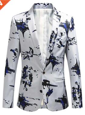 Autumn Men's Fashion Print Party Fashion Wedding Suit Jacket