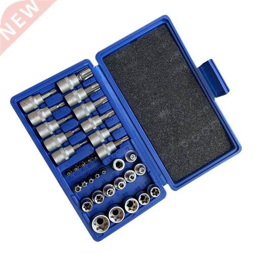 34Pcs Bits Socket Chrome Vanadium Steel Press Batch Sleeve S