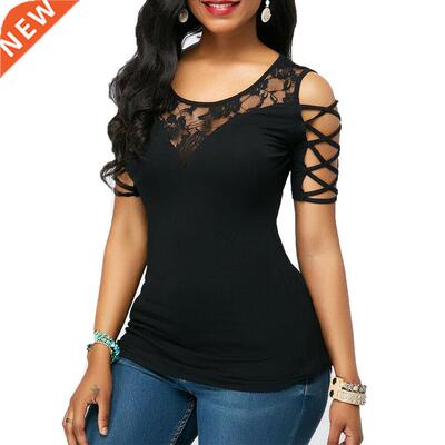 Personality Fashion Women Cold Shoulder Round Neck T Shirts