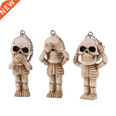 3pcs Resin Keyring Bag Hanging Ornament Skeleton Pendant