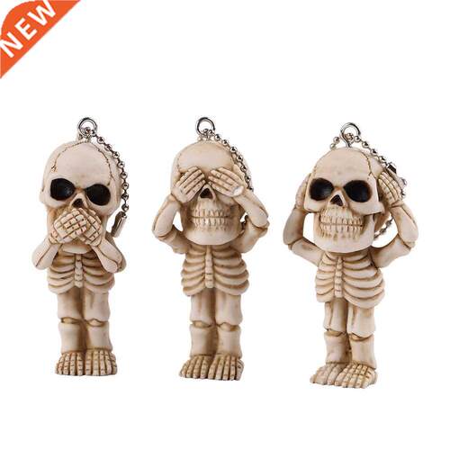 3pcs Resin Keyring Bag Hanging Ornament Skeleton Pendant