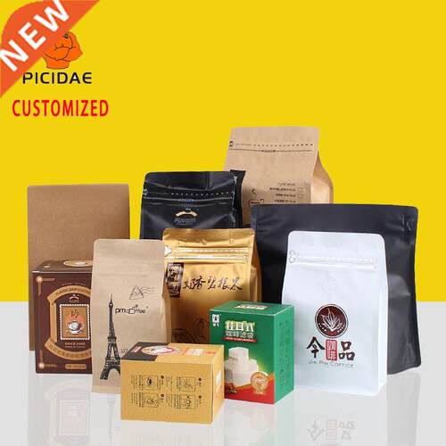 Custom Food Packaging Bag Style Pattern Kraft Paper Aluminu