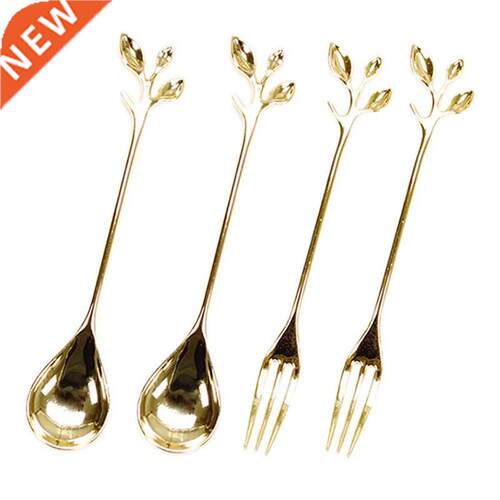 Tableware Gold Leaf Coffee Spoon 适用于k,4 Pack(2 Spoons 2
