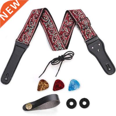 1PC Vintage Flowers Stripes Acoustic Electric Guitar Strap