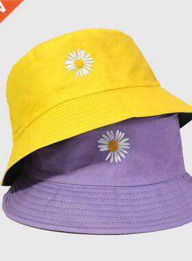 2021 Summer Dasy Embrodery Bucket Hat For Women Grls Fold