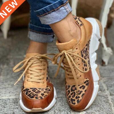 Plus size 36-44 New Thick-soled Round Toe Low-top Leopard Pr