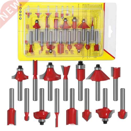 15pcs 1/4 Inch Router Bit Set Trimming Straight Milling Cutt