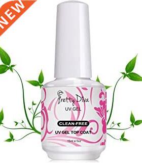 PrettyDiva No Wipe Top Coat - 0.5 Oz No Cleanse UV Led Light