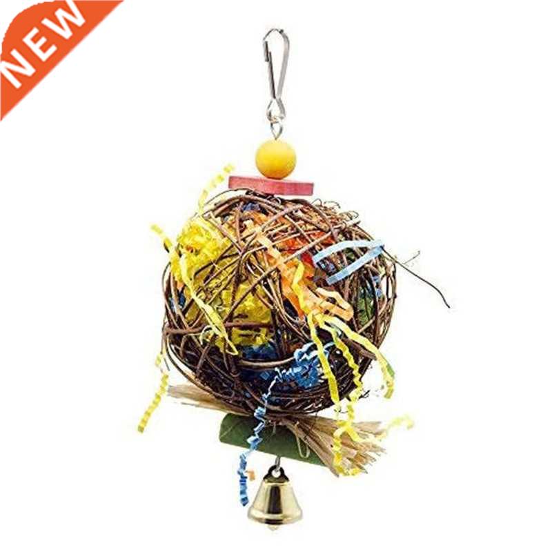 Parrot Shredder Paper Toys Hanging Rattan Ball Bird Bite