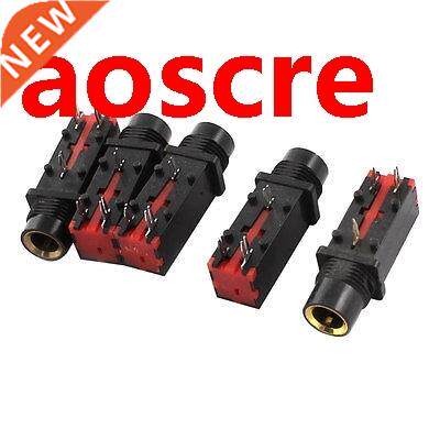 3-Pin 6.35mm Female Headphone Stereo Socket Jack Adapter Bla