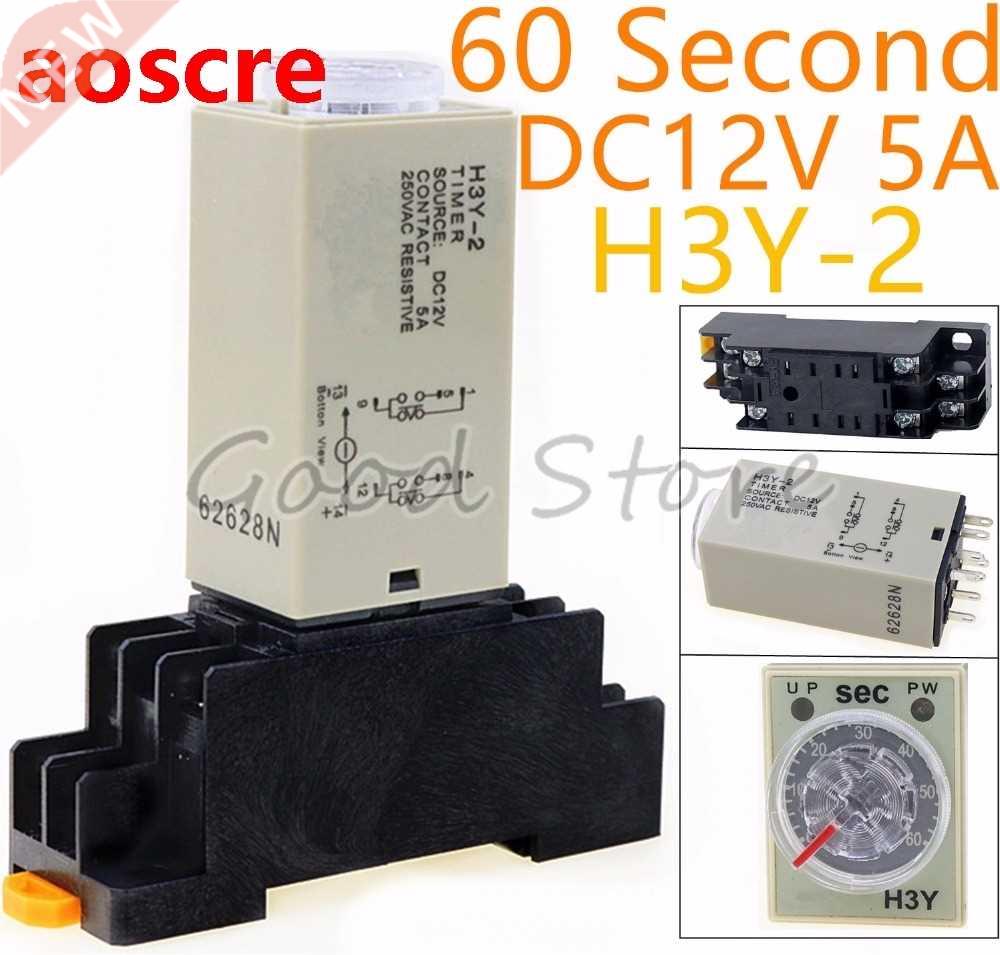 1SET H3Y-2 60SEC 12V Small time relay power on time delay