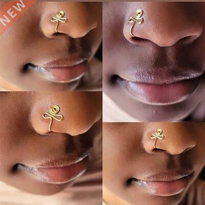 1pc Punk Non Puncture Nose Ring For Women U-Shaped Wire Spir