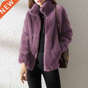 Women Coats And Jackets Winter Thick Fleece Solid Turtleneck