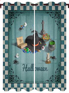 Halloween Witch Hat Candy Window Curtains Kitchen Bedroom