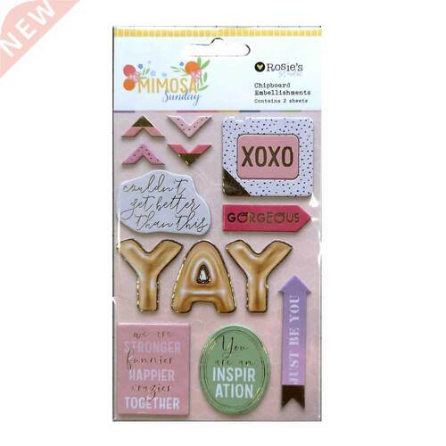 CRZCrafter Chipboard Stickers Foil Design Self Adhesive Cra
