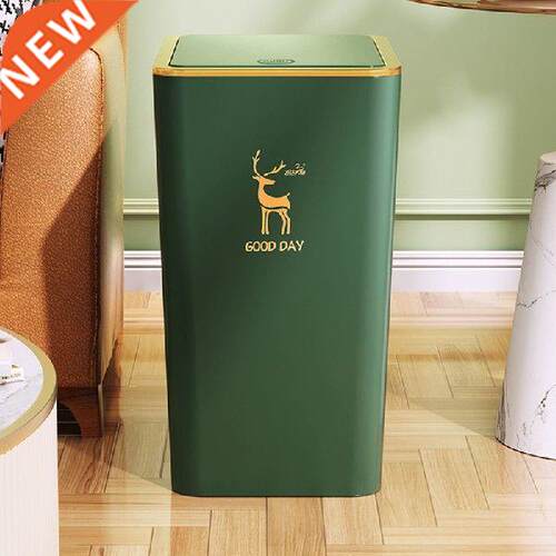 Wood Small Fashion Rattan Kitchen Trash Can Large Modern