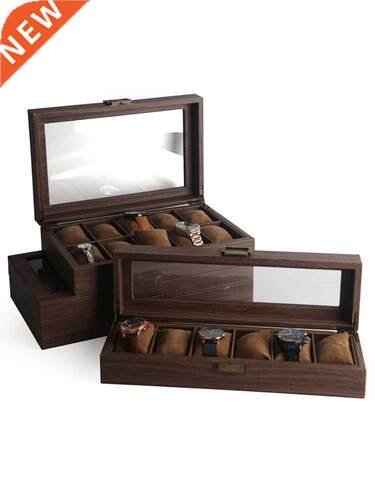 Wood Grain Leather Watch Display Box Large Watch Storage