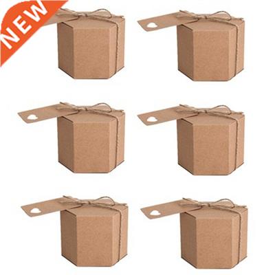 100 Pcs Hexagonal Carton Kraft Paper Candy Box Packaging