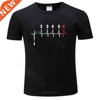 Motorcycle Heartbeat Gear black men T-Shirt Biker Lover summ