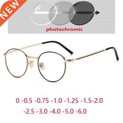 Blue Light Blocking Round Nearsighted Glasses Metal Vintage