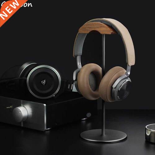 Black Walnut Wood Aluminum Headphone Stand Rack Nature Walnu
