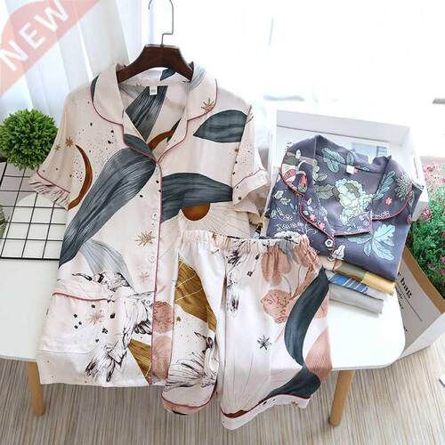 Women's Pajamas Set Short-sleeved Shorts Home Pijima Loose T