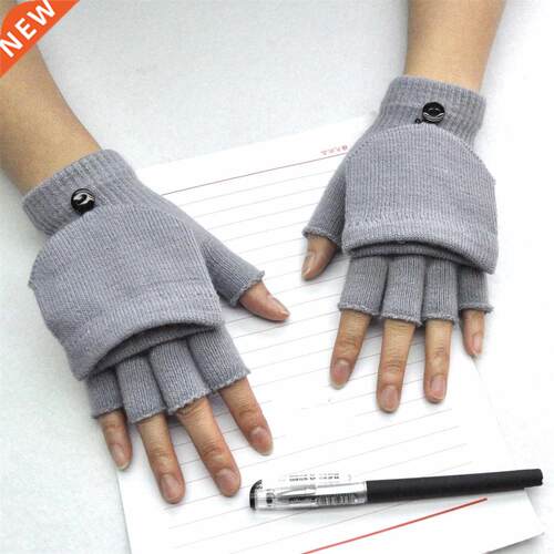 Fingerless Flip Gloves Winter Warm Soft Comfortable Wool Kni
