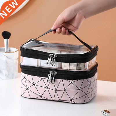 Multifunction Double Transparent Cosmetic Bag Women Make Up