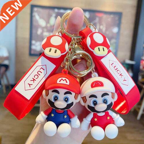 Anime Figure Cartoon Doll Mario PVC Soft Rubber Keychain Pen
