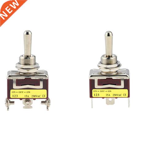 2PCS 3P 123 Double Reset Toggle Rocker Switch (ON)-OFF-(ON)