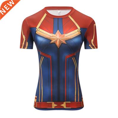New 3D Printed Comics T-Shirt Women Compression Short Sleeve