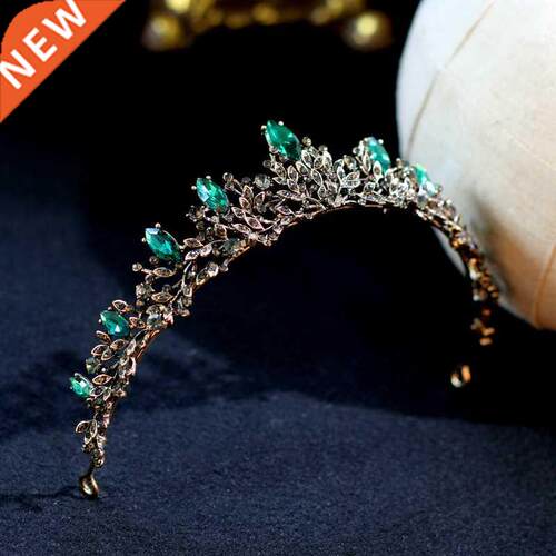 Luxury Vintage Green Crystal Bridal Tiaras Crowns Baroque Pa