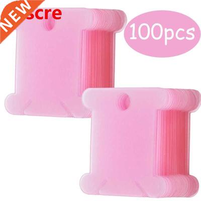 100 Pcs Pink Plastic Thread Bobbins Spool Thread Card For DI