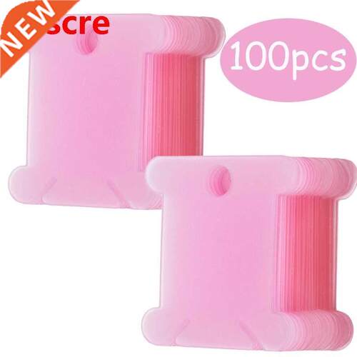 100 Pcs Pink Plastic Thread Bobbins Spool Thread Card For DI