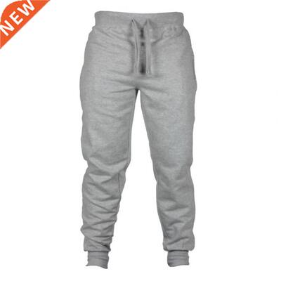 Men Jogger Solid Color Drawstring Plush Thick Warm Pants Swe