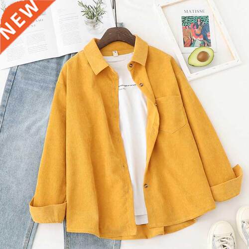 Corduroy Shirts Womens Tops And Blouses Long Sleeve Spring L