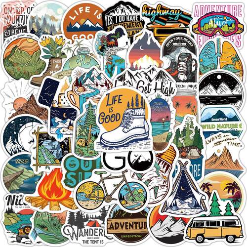 10/50pcs Forest Hiking Camping Stickers Outdoor Travel Beaut