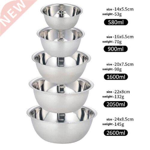 5Pcs Stainless Steel Mixing owls Set Flat ottom Fruit