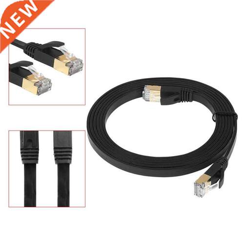 Cat-7 High Speed Ethernet Cable Black Flat Cable with Cable