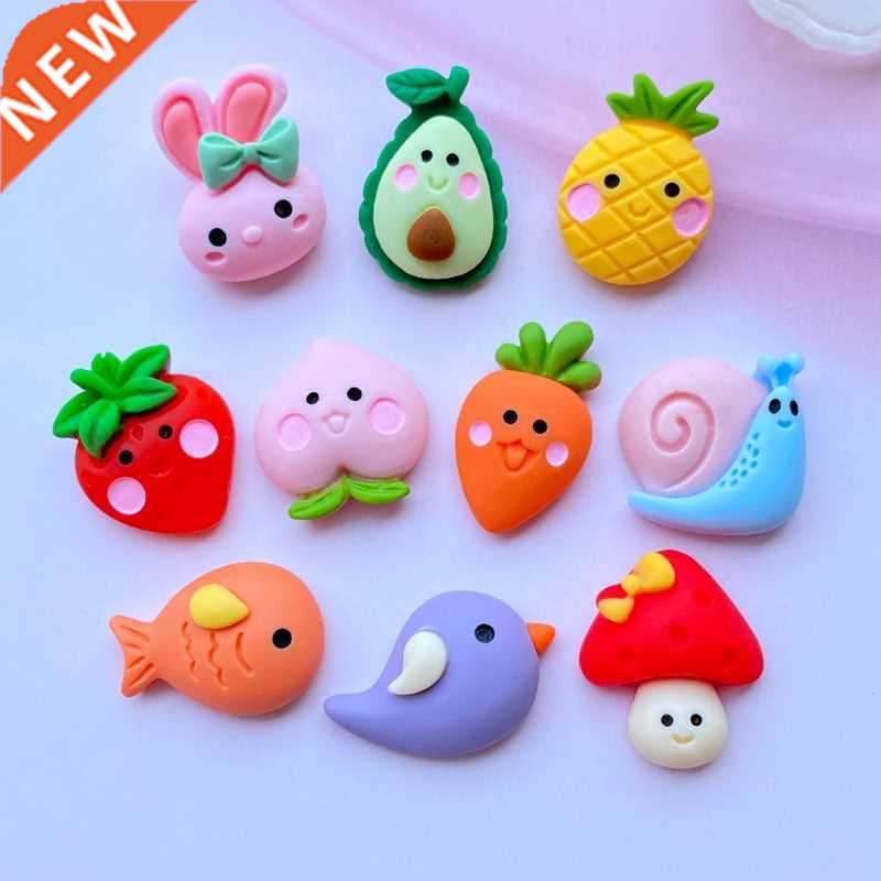 20Pcs New Cute Resin Mini Animal / Fruit Collection Flat Bac