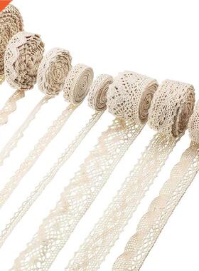 5Yards Cotton Lace Trm Rbbon Vntage Whte Bege Fabrc Cr