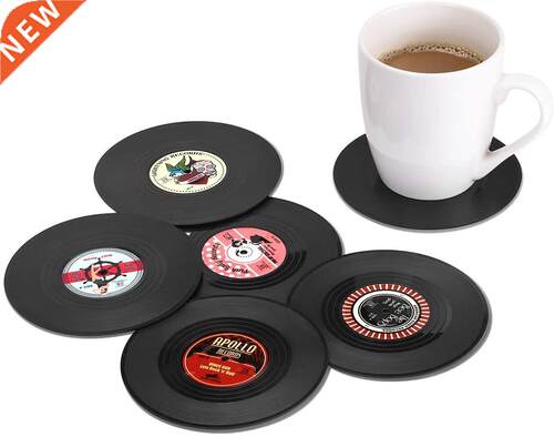 6pcs Colorful Coaster Retro Vinyl Record Disk Coasters