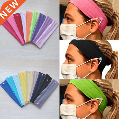 6 Colors Women Fashion Button Nurse Headband Facemask Sport