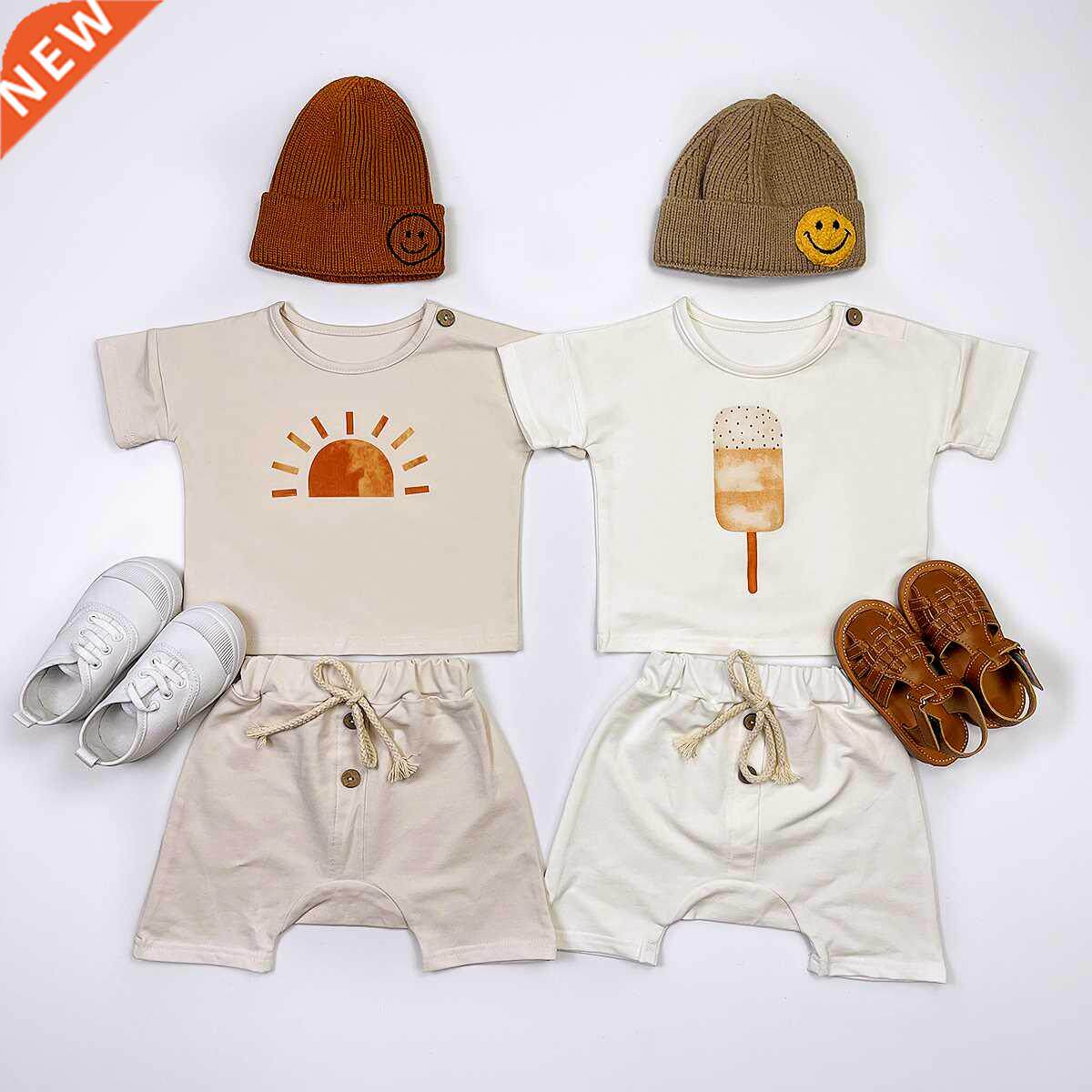 Summer Baby Boy Clothes Set Organic Cotton Ice Cream Tee Bab