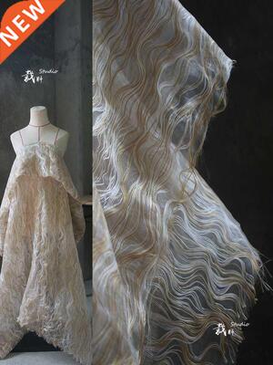 Sandwich Cotton Thread Flowing Texture Designer Fabric